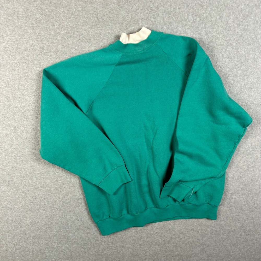 Vintage Fruit of the Loom Country Winter Mock Neck Sweatshirt‎ Teal XL Barn Farm - Picture 3 of 12